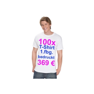 100x T-Shirt Fruit of the Loom weiß mit 1-fbg. Druck