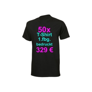 50x T-Shirt Fruit of the Loom schwarz mit 1-fbg. Druck