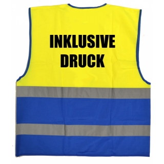 Warnweste Two-Tone gelb / royal inklusive Druck