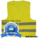 100 stück Warnweste Gelb EN ISO 20471:2013 mit...