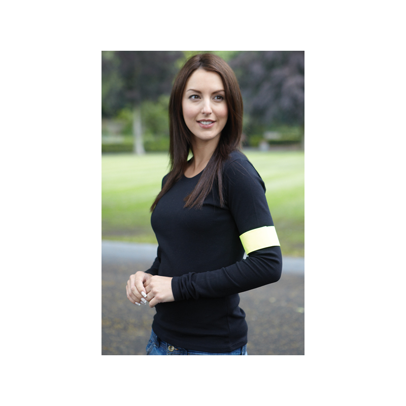 Armbinde "POLIZEI" In HiVis Orange Oder HiVis Gelb Mit Reflexstreifen Oben Unten Klettverschluss Und Gummiband - Foto 3