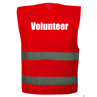 Volunteer Warnweste Sonderfarbe farbe: rot df: weiß