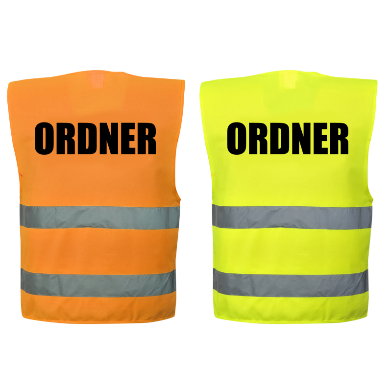 T-PRO Warnweste (Farbe: Orange) - Aufdruck: ORDNER, SECURITY oder PRESSE