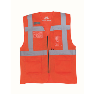 YOKO Recycled Mesh Warnweste Executive - Orange  mit Taschen und Rei&szlig;verschluss