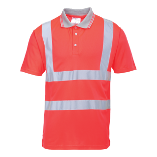 Kurzarm Warnschutz Polo Shirt Rot