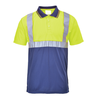 Zweifarbiges Polo-Shirt Gelb/Marine EN 20471