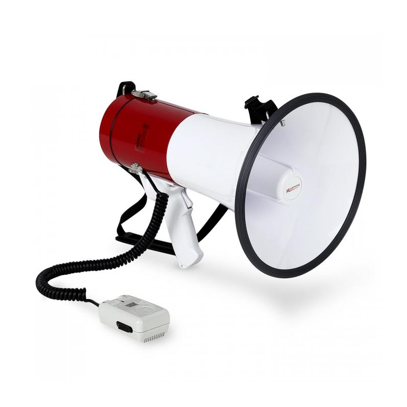 Megafon 80 Watt 600m Lautsprecher Sirene wetterfest weiß/rot