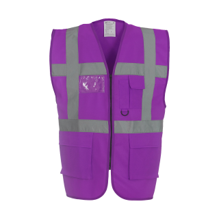 YOKO Executive Warnweste Violett / Lila / Purple  mit vielen Taschen und Reißverschluss