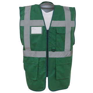 YOKO Executive Warnweste Paramedic Grün mit vielen Taschen und Reißverschluss