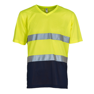 Hi Vis Top Cool Light V-Neck T-Shirt größe: XL Hi-Vis Yellow / Navy