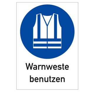 Gebotsschild Warnweste benutzen Kunststoffschild 297x210 mm  (ISO 7010)