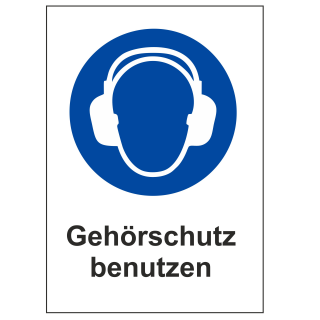 Gebotsschild Gehörschutz benutzen (ISO 7010) Folien Aufkleber 297 x 210 mm (Selbstklebend)