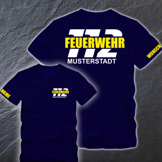 Feuerwehr T-Shirt FW1500 beidseitig Wunschstadt +  Wunschname