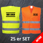 AKTION 25 er SET Warnweste Gelb oder Orange EN ISO...