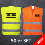 AKTION 50 er SET Warnweste Gelb oder Orange EN ISO...