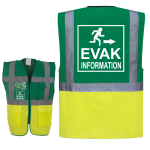 EVAK Information Piktogramm Warnweste grün/gelb mit vielen Taschen S-3XL "EVAK22 Linie"