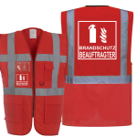 Brandschutz BEAUFTRAGTER Piktogramm Warnweste rot/gelb mit vielen Taschen S-3XL "BRAND22 Linie"