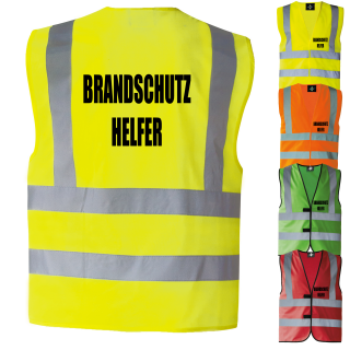 Brandschutzhelfer  Doppelzeilig Warnweste 2+2 in 8 größen - 4 Farben - Doppelseitendruck