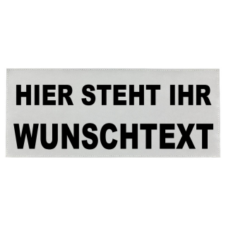 Reflex Brustschild Namensschild silber matt 15x5 cm mit Wunschaufdruck