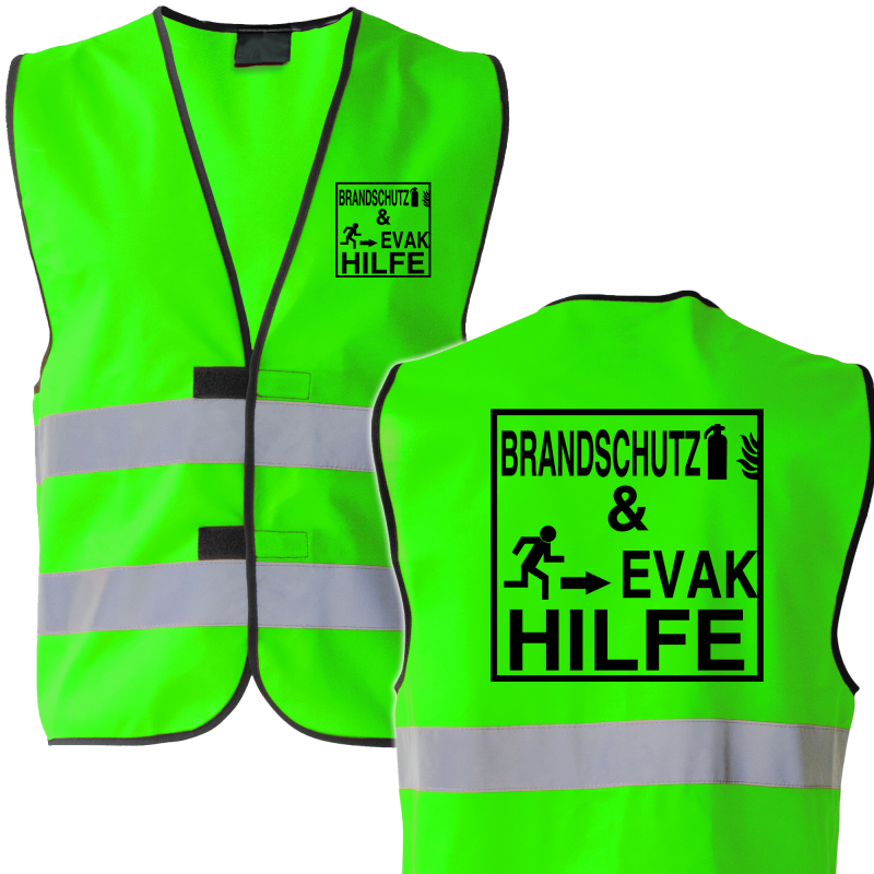 BRANDSCHUTZ & EVAK HILFE Piktogramm Warnweste S-5XL