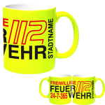 Neongelbe Freiwillige Feuerwehr Tasse FW2000 inkl....