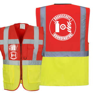 Brandschutz Koordinator Piktogramm Executive Weste mit vielen Taschen S-3XL