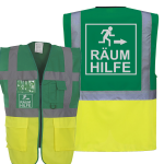 Räumungshilfe Räum Hilfe Piktogramm Warnweste grün/gelb auch mit vielen Taschen S-3XL