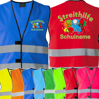 Kindergarten Warnweste Neongelb mit Logo Aufdruck viele Druckflächen  Sponsoring