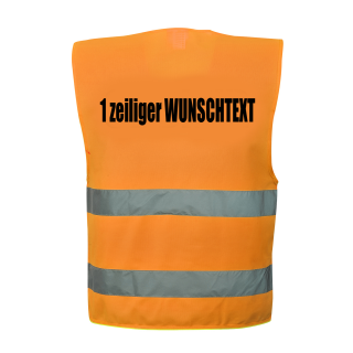 Warnweste Orange EN ISO 20471:2013 mit 1.zlg. Druck Rücken