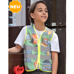 Kinder Motiv Weste Warnschutzweste Arbeit Bagger + Traktor