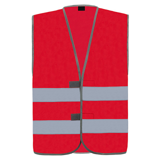 Warnweste Signalweste Standard Passau Safety Vest 3 Größen Sonderfarben Rot-XL/XXL (ca. 132 cm Umfang)