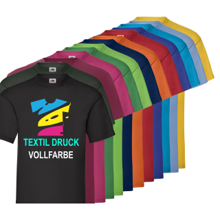 T-Shirt Herren farbig Fruit of the Loom Basic mit CMYK Druck | Textildruck Shirt - EINER Druckposition CMYK