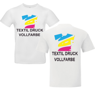 T-Shirt Herren weiß, Premium B&C Inspire #190 Rundhals mit EINER Druckposition CMYK