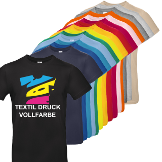T-Shirt Herren farbig, Premium B&C Inspire #190 Rundhals mit EINER Druckposition CMYK