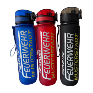 Feuerwehr Trinkflasche 9120 farbig 1000ml  inkl. Wunschnamen