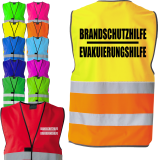 2in1 Brandschutzhilfe Evakuierungshilfe Warnweste Sonderfarbe in 6 größen