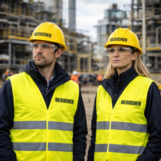 Besucher Komplett-Set  Helm, Warnweste, Schutzbrille