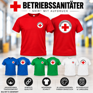 Betriebssanitäter T-Shirt – Sanitäter Shirt in 4 Farben